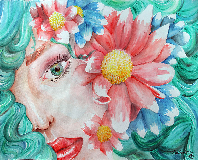 Darlina Kim's watercolor painting titled "A Vibrant Moment."